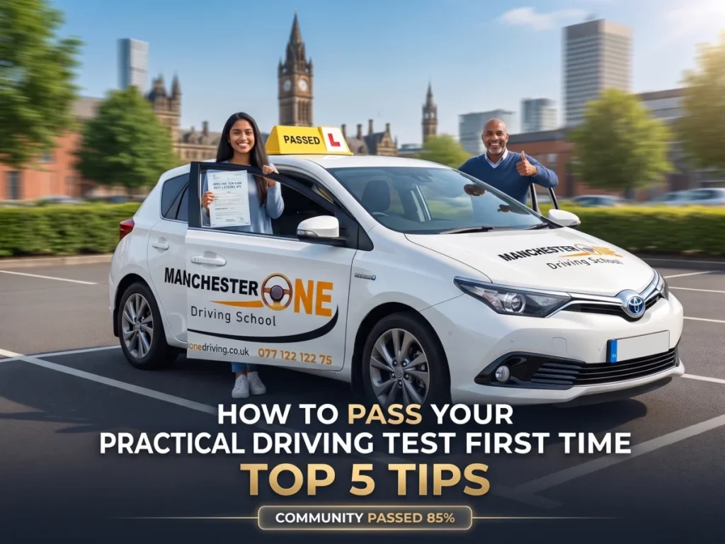 Learner driver practising hazard perception before UK practical driving test
