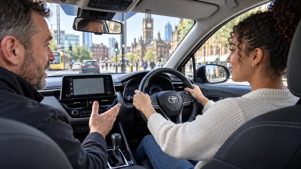 Automatic Driving Lessons Manchester learner practising in a modern car