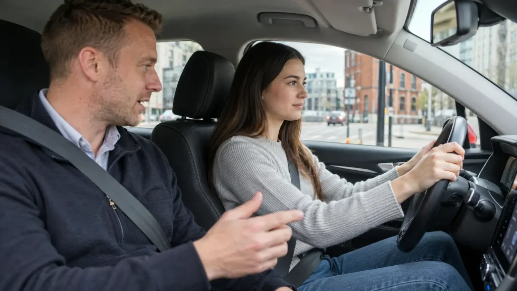 Beginner driving lessons in Manchester with learner driver and instructor