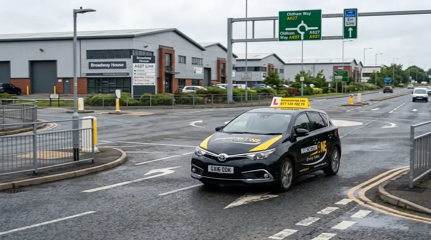 Learner driver practising near Chadderton driving test centre in Oldham