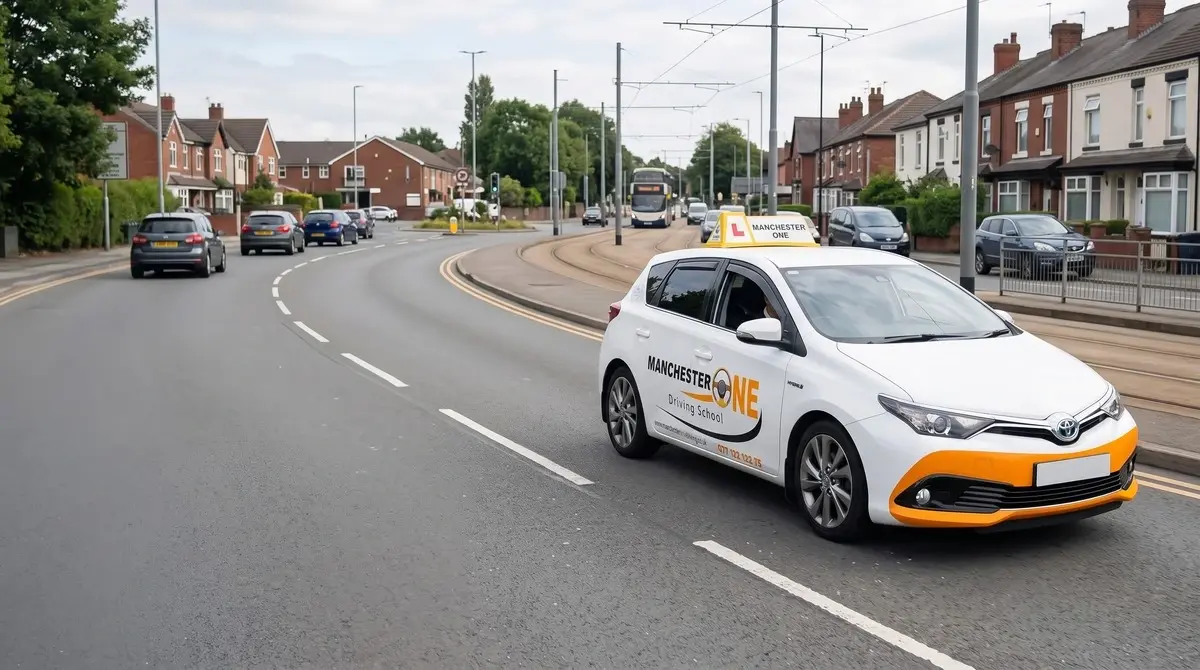 Manchester One driving school car during driving tuition in Greater Manchester